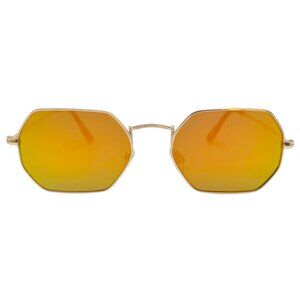 9264 | Gold Mirrored Lens Hexagon Sunglasses